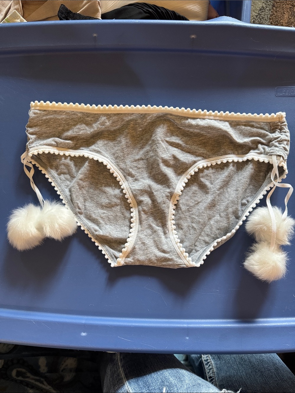 Women’s Grey Pom-Pom Bikini Briefs – Unbranded